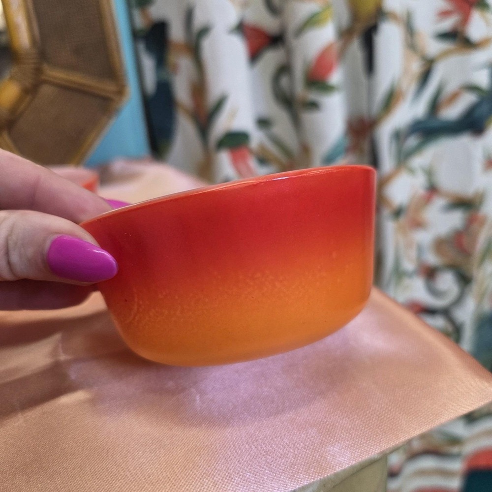 Vintage Anchor Hocking Fire-King Small Orange Bowl Milk Glass Set Of 3 - Picture 2 of 12